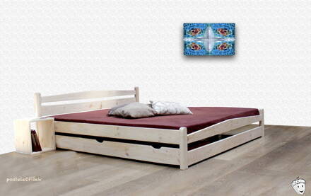 Masivní postel NAOMI  s  úložným prostorem a roštem